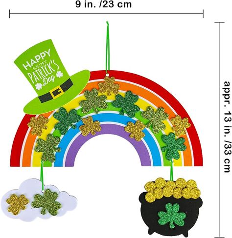 Winlyn 12 Sets St. Patrick's Day Decorations Rainbow Ornaments DIY St. Pat's Craft Kits Rainbow Four-Leaf Clover Irish Lucky Shamrock Foam Stickers for Kids Party Classroom Home Activity Art Project in Saudi Arabia