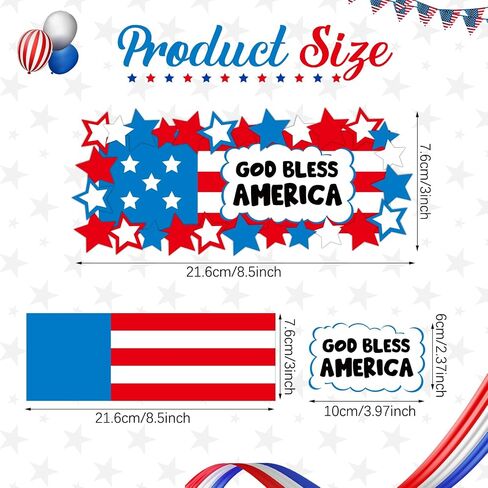 30 Sets Patriotic God Bless America Sign Craft Kit 4th of July DIY Red White Blue Star USA Flag Craft Religious Independence Day Hanging Ornaments for Memorial Day Classroom Activities in Saudi Arabia