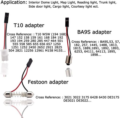 موفرة للطاقة LED لوحة قبة ضوء السيارات القراءة الداخلية سقف السقف مصباح سلكي 5050 24SMD DC12V أبيض مع BA9S T10 محولات فسطون حزمة-6 in Kuwait