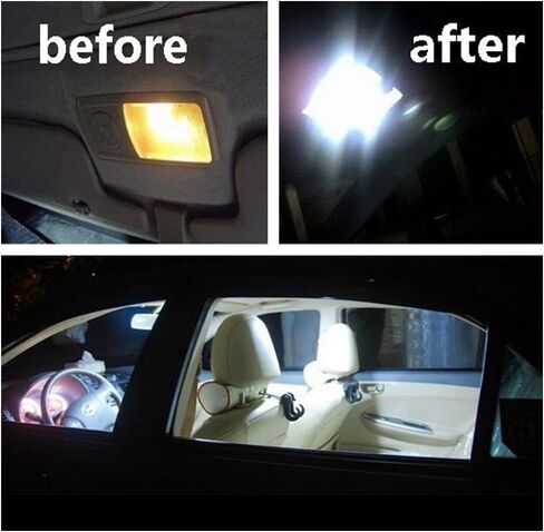 موفرة للطاقة LED لوحة قبة ضوء السيارات القراءة الداخلية سقف السقف مصباح سلكي 5050 24SMD DC12V أبيض مع BA9S T10 محولات فسطون حزمة-6 in Kuwait