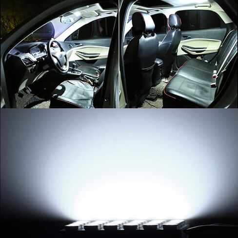 موفرة للطاقة LED لوحة قبة ضوء السيارات القراءة الداخلية سقف السقف مصباح سلكي 5050 24SMD DC12V أبيض مع BA9S T10 محولات فسطون حزمة-6 in Kuwait