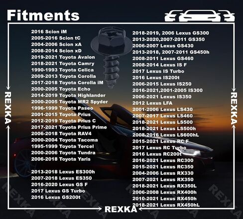 Rexka 15 Sets Fender Liner Bumper Cover Screw Grommet Kits for Toyota Tacoma Tundra Sienna Sequoia 90189-06214 90159-60498 in Saudi Arabia