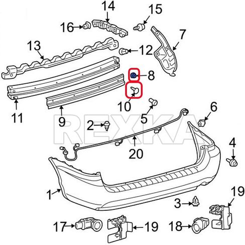 Rexka 15 Sets Fender Liner Bumper Cover Screw Grommet Kits for Toyota Tacoma Tundra Sienna Sequoia 90189-06214 90159-60498 in Saudi Arabia