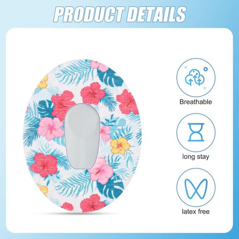 30pcs Adhesive Patch for Dexcom G6, Waterproof Sensor Covers Breathable Sweatproof Over Patches Colorful Floral Sensor Tape Sensor Stickers Accessories for Dexcom G6 in Saudi Arabia