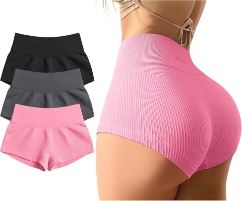 OQQ Women 3 Piece Yoga Shorts Sexy High Waist Booty Stretch Workout Exercise Hot Shorts in Saudi Arabia