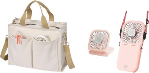 حقيبة حمل F-color للنساء مع سحاب ومروحة صغيرة محمولة للسفر والشاطئ والصيف والمكتب والأساسيات الخارجية للنساء in Kuwait