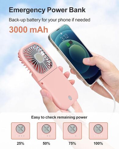 حقيبة حمل F-color للنساء مع سحاب ومروحة صغيرة محمولة للسفر والشاطئ والصيف والمكتب والأساسيات الخارجية للنساء in Kuwait