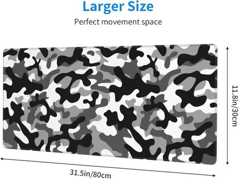 XL Large Gaming Mouse Pad, Abstract Military Camouflage Full Desk Mousepad with Stitched, Long Non-Slip Base Camo Keyboard Pad, PC Laptop Computer Mat Gifts for Women Office Decor, 31.5 * 11.8 in in Kuwait