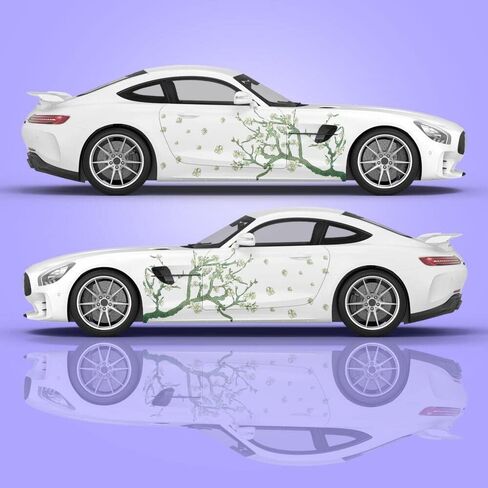 2PCS Cherry Blossom Car Livery, Japanese Theme Side Car Vinyl Livery, Universal Size, Large Vehicle Graphics, Car Livery (10) in Saudi Arabia