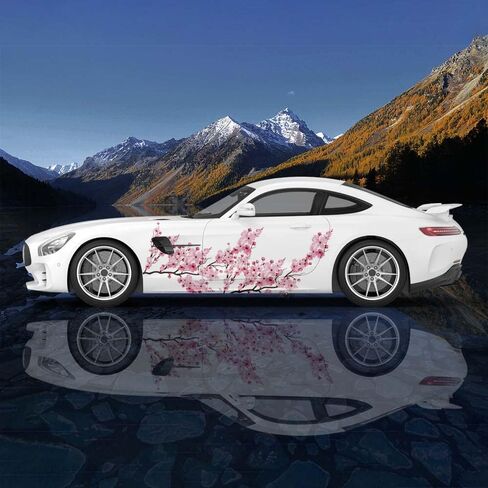 2PCS Cherry Blossom Car Livery, Japanese Theme Side Car Vinyl Livery, Universal Size, Large Vehicle Graphics, Car Livery (10) in Saudi Arabia