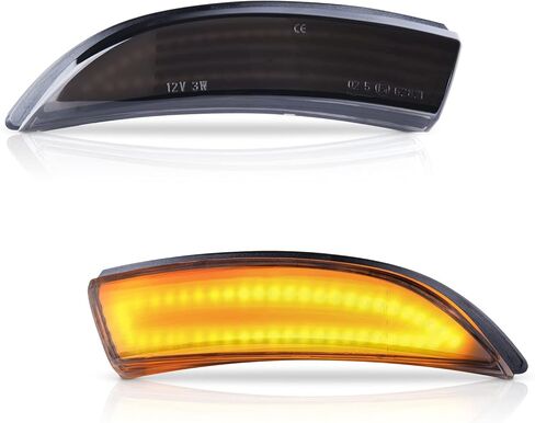 LED مرآة بدوره إشارة ضوء عدسة واضحة - مصابيح علامة مرآة جانبية العنبر مع 48LEDs - متوافقة مع 2008.08-2017.04 Ford Fiesta Mk7 وB-Max 2012.11-2017.09، حزمة من 2 in Kuwait