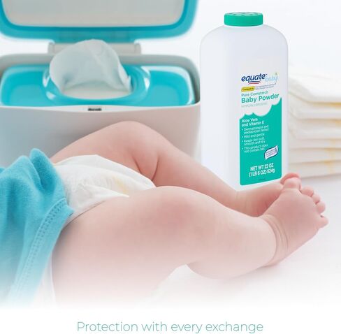 Pure Equate Cornstarch Baby Powder, Hypoallergenic, alloe Vera, Vitamin E, 22 oz Each, Pack of 2. Safelly Boxed in Bizuka's Box - Bundled with Bizuka's Exclusive EBook on Babies First Weeks. in Saudi Arabia