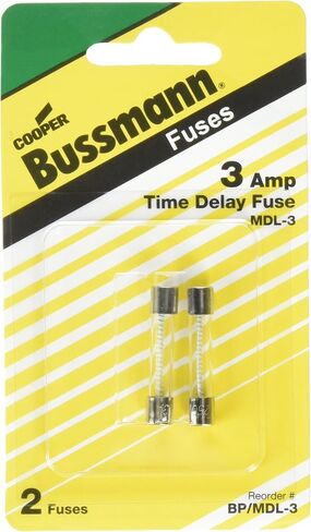 Bussmann BP/MDL-3 3 Amp Time Delay Glass Tube Fuse 250Vac, UL Listed Carded, 2-Pack, Pack of 1, No Color in Saudi Arabia