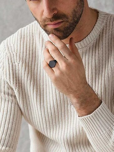 ChainsProMax Can Custom Women Statement Signet Ring, Personalized Biker Ring-Stainless Steel/Gold Plated/Black-Send Gift Box in Kuwait