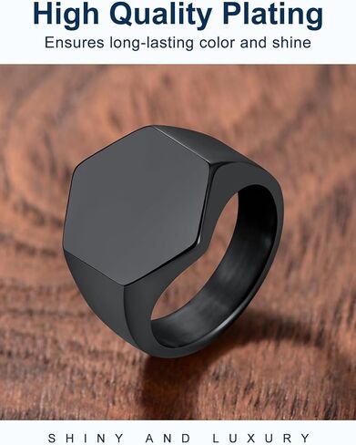 ChainsProMax Can Custom Women Statement Signet Ring, Personalized Biker Ring-Stainless Steel/Gold Plated/Black-Send Gift Box in Kuwait