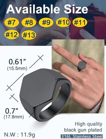 ChainsProMax Can Custom Women Statement Signet Ring, Personalized Biker Ring-Stainless Steel/Gold Plated/Black-Send Gift Box in Kuwait