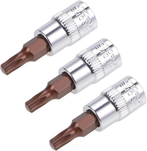 uxcell 3 قطع 1/4 بوصة × مقبس T30 Torx Bit، S2 قطع فولاذية CR-V مآخذ بطول 38 مم تستخدم مع مفتاح ربط السقاطة، شريط منزلق، قضيب تمديد in Saudi Arabia