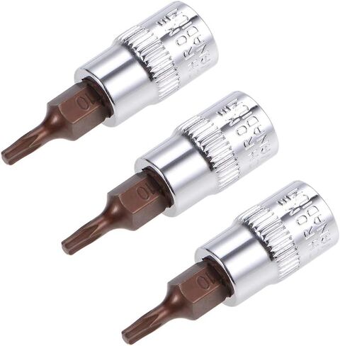 uxcell 3 قطع 1/4 بوصة × مقبس T30 Torx Bit، S2 قطع فولاذية CR-V مآخذ بطول 38 مم تستخدم مع مفتاح ربط السقاطة، شريط منزلق، قضيب تمديد in Saudi Arabia