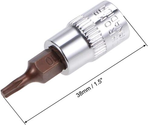 uxcell 3 قطع 1/4 بوصة × مقبس T30 Torx Bit، S2 قطع فولاذية CR-V مآخذ بطول 38 مم تستخدم مع مفتاح ربط السقاطة، شريط منزلق، قضيب تمديد in Saudi Arabia