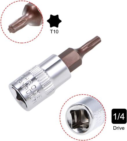 uxcell 3 قطع 1/4 بوصة × مقبس T30 Torx Bit، S2 قطع فولاذية CR-V مآخذ بطول 38 مم تستخدم مع مفتاح ربط السقاطة، شريط منزلق، قضيب تمديد in Saudi Arabia