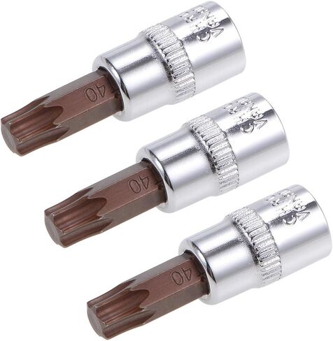 uxcell 3 قطع 1/4 بوصة × مقبس T30 Torx Bit، S2 قطع فولاذية CR-V مآخذ بطول 38 مم تستخدم مع مفتاح ربط السقاطة، شريط منزلق، قضيب تمديد in Saudi Arabia