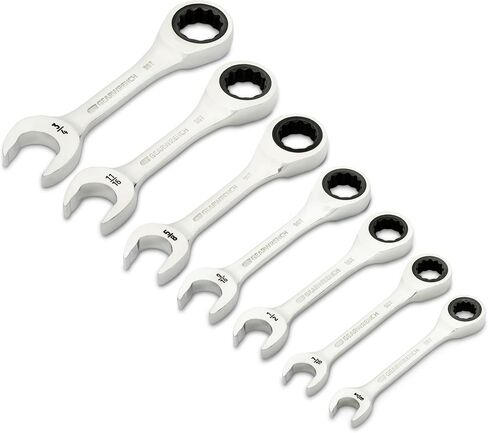 GEARWRENCH 7 Piece 90-Tooth 12 Point Stubby Combination Ratcheting Wrench, SAE | 86858 in Saudi Arabia
