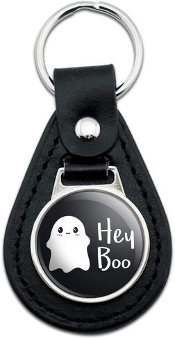 الرسومات والمزيد من الجلد الأسود Hey Boo Cute Kawaii Ghost Keychain in Saudi Arabia