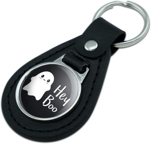 الرسومات والمزيد من الجلد الأسود Hey Boo Cute Kawaii Ghost Keychain in Saudi Arabia