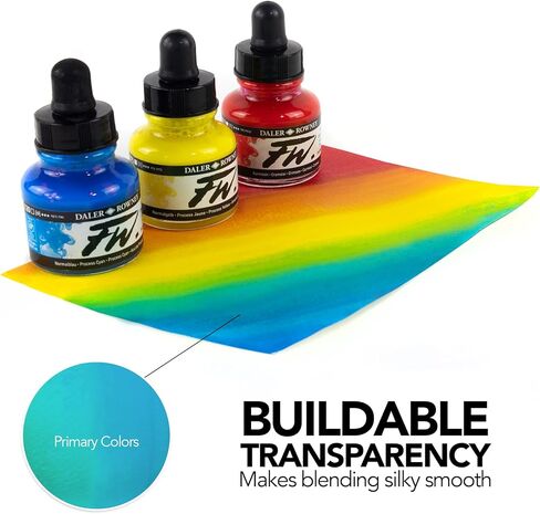 زجاجة حبر أكريليك Daler Rowney FW باللون الفيروزي - حبر رسم أكريليك متعدد الاستخدامات للفنانين والطلاب - حبر الخط الدائم - حبر أرشيفي للتوضيح والمزيد in Saudi Arabia