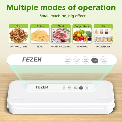 Vacuum Sealer Machine, Automatic Food Sealer Machine 5-in-1 Vacuum Air Sealing Machine for Food Saver Dry/Moist Food Storage Mode with 5 Vacuum Seal Bags & Air Suction Hose, White, (G4) in Kuwait