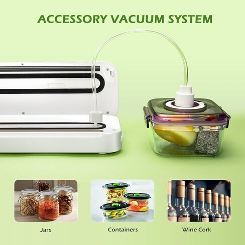 Vacuum Sealer Machine, Automatic Food Sealer Machine 5-in-1 Vacuum Air Sealing Machine for Food Saver Dry/Moist Food Storage Mode with 5 Vacuum Seal Bags & Air Suction Hose, White, (G4) in Kuwait