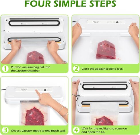 Vacuum Sealer Machine, Automatic Food Sealer Machine 5-in-1 Vacuum Air Sealing Machine for Food Saver Dry/Moist Food Storage Mode with 5 Vacuum Seal Bags & Air Suction Hose, White, (G4) in Kuwait