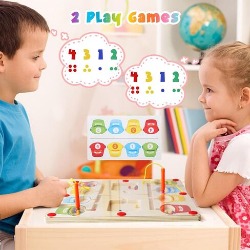 XSS Magnetic Color and Number Maze, Montessori Counting Matching Wooden Magnet Puzzles Board Games for Toddler, Color Sorting, Activity Counting Toys for Girls Boys Preschoolers 3 Years + in Saudi Arabia