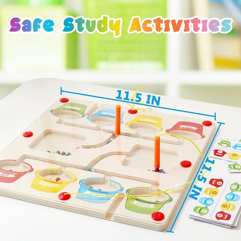 XSS Magnetic Color and Number Maze, Montessori Counting Matching Wooden Magnet Puzzles Board Games for Toddler, Color Sorting, Activity Counting Toys for Girls Boys Preschoolers 3 Years + in Saudi Arabia