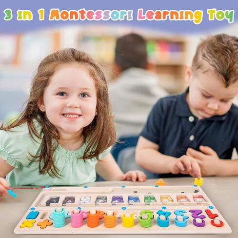 XSS Magnetic Color and Number Maze, Montessori Counting Matching Wooden Magnet Puzzles Board Games for Toddler, Color Sorting, Activity Counting Toys for Girls Boys Preschoolers 3 Years + in Saudi Arabia