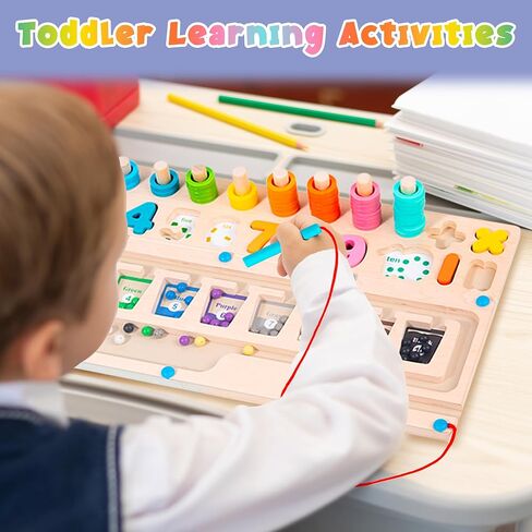 XSS Magnetic Color and Number Maze, Montessori Counting Matching Wooden Magnet Puzzles Board Games for Toddler, Color Sorting, Activity Counting Toys for Girls Boys Preschoolers 3 Years + in Saudi Arabia