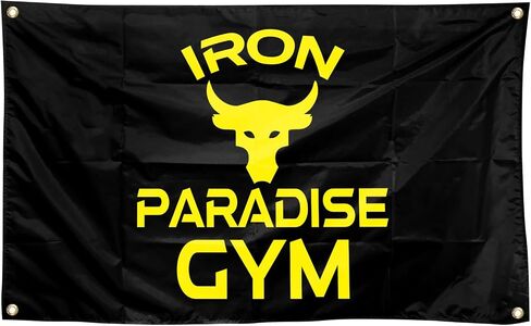 Sports Flags Iron Paradise 3x5 FT Gym Sign Flag Indoor Outdoor Flag With 4 Brass Grommets (jk8) in Saudi Arabia