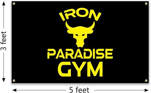Sports Flags Iron Paradise 3x5 FT Gym Sign Flag Indoor Outdoor Flag With 4 Brass Grommets (jk8) in Saudi Arabia