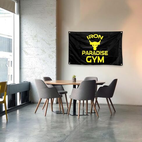 Sports Flags Iron Paradise 3x5 FT Gym Sign Flag Indoor Outdoor Flag With 4 Brass Grommets (jk8) in Saudi Arabia