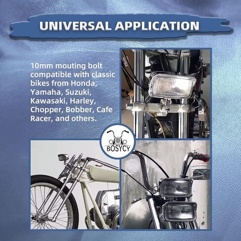 مصباح أمامي عتيق للدراجات النارية مقاس 6.5 بوصة مصباح أمامي LED مطور، مصباح أمامي مربع الشكل من الكروم - مناسب عالمي لدراجة تشوبر بوبر كافيه رايسر هارلي سوزوكي كاواساكي ياماها تريومف in Kuwait