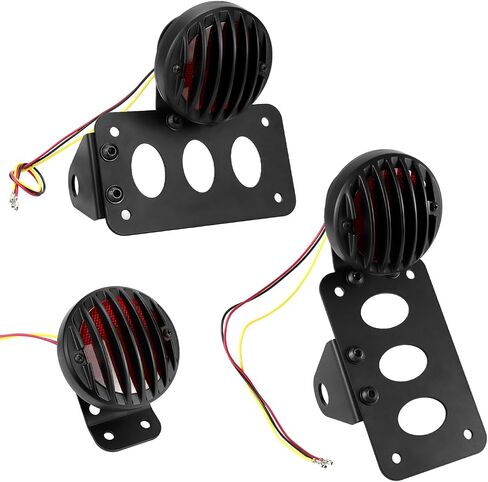 QWORK Motorcycle Tail Light, 12V LED Brake Light Rear Light, Integrated Brake, Running, License Plate Light, 1" Axle Hole, Horizontal/Vertical Mount, Compatible with Harley Sporster, Bobber, Chopper in Saudi Arabia