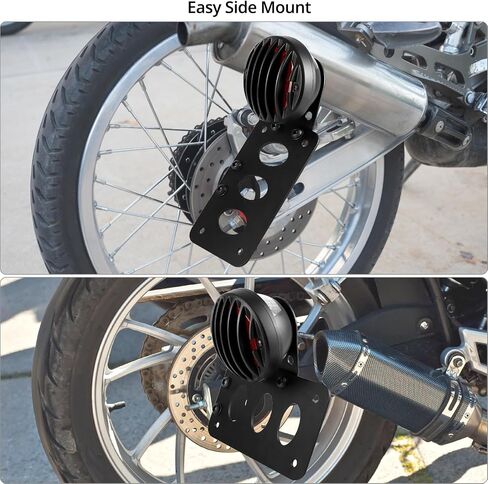 QWORK Motorcycle Tail Light, 12V LED Brake Light Rear Light, Integrated Brake, Running, License Plate Light, 1" Axle Hole, Horizontal/Vertical Mount, Compatible with Harley Sporster, Bobber, Chopper in Saudi Arabia
