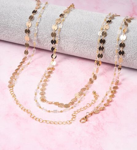 Longita Belly Chain Waist Chain for Women Silver Waist Jewelry for Women Waist Jewelry Silver Belly Chain Stomach Chain Jewelry Rhinestone Body Chain Cross Pearl Waist Chain Jewelry in Saudi Arabia
