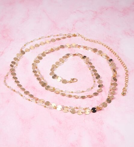 Longita Belly Chain Waist Chain for Women Silver Waist Jewelry for Women Waist Jewelry Silver Belly Chain Stomach Chain Jewelry Rhinestone Body Chain Cross Pearl Waist Chain Jewelry in Saudi Arabia