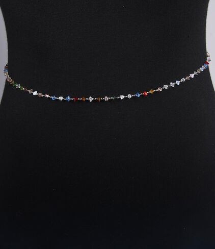 Longita Belly Chain Waist Chain for Women Silver Waist Jewelry for Women Waist Jewelry Silver Belly Chain Stomach Chain Jewelry Rhinestone Body Chain Cross Pearl Waist Chain Jewelry in Saudi Arabia