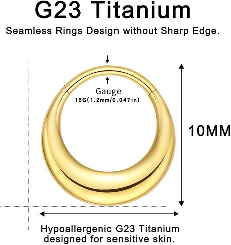 VOJO G23 Titanium 16G Teardrop Septum Hoop Ring Daith Tragus Piercing Clicker Nose Jewelry for Women in Saudi Arabia