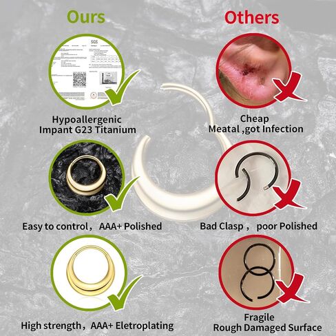 VOJO G23 Titanium 16G Teardrop Septum Hoop Ring Daith Tragus Piercing Clicker Nose Jewelry for Women in Saudi Arabia