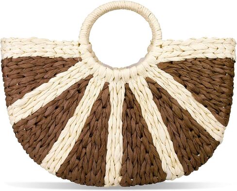 YYW Women Straw Tote Bag Colorful Summer Beach Handbag Large Rattan Purse With Zipper Lining in Saudi Arabia