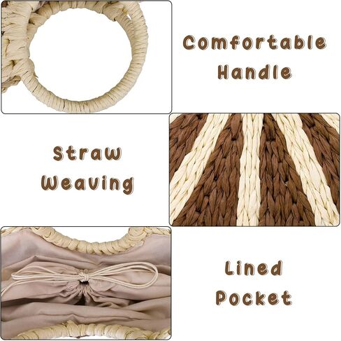 YYW Women Straw Tote Bag Colorful Summer Beach Handbag Large Rattan Purse With Zipper Lining in Saudi Arabia