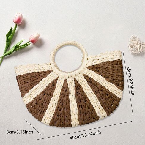 YYW Women Straw Tote Bag Colorful Summer Beach Handbag Large Rattan Purse With Zipper Lining in Saudi Arabia